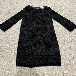 Studio M Velvet Burnout Shift Dress Sz S Black Silk Blend Fairy Grunge Witchy